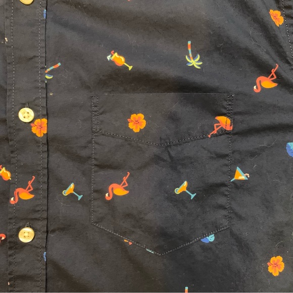 AEROPOSTALE Mens Medium Button Down Short Sleeve Shirt Flamingo size Med #90 - Picture 3 of 7